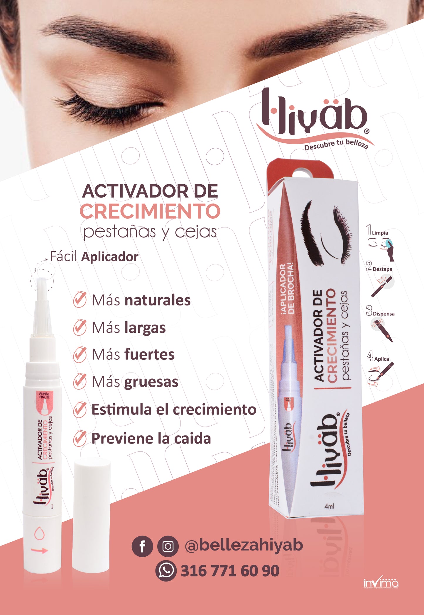 Activador de Crecimiento Pestañas y Cejas Hiyab
